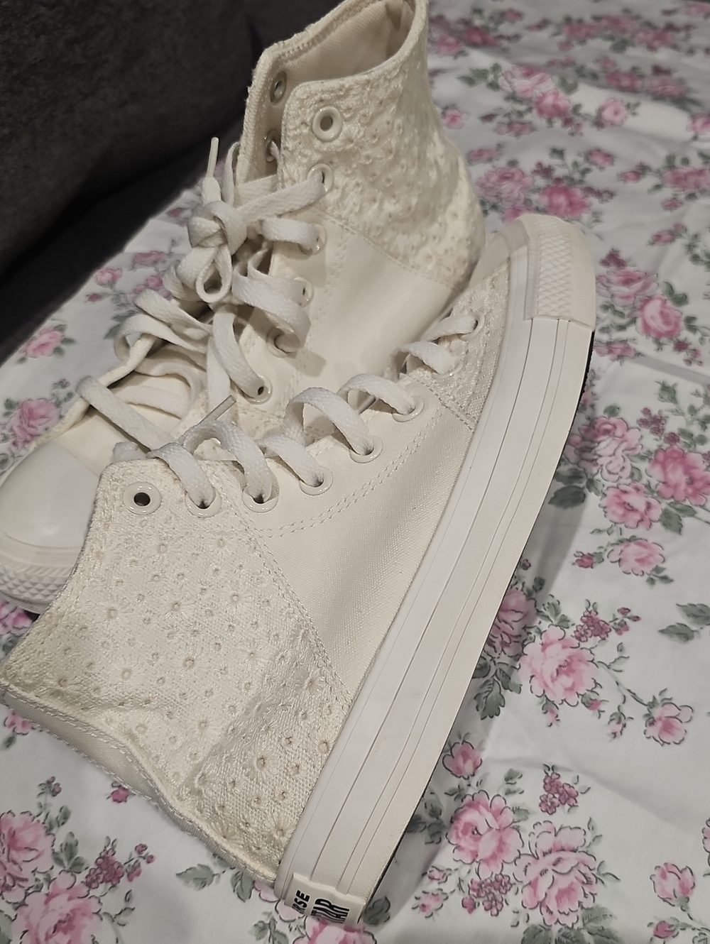 Cream Converse All Star Chuck Taylor High Tops 8.5 - Picture 13 of 16